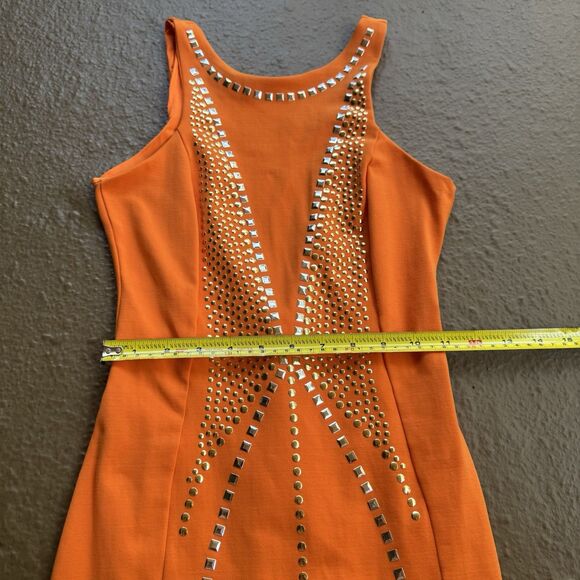Bebe Addiction Vibrant Orange Fully Lined Bodycon Bodyshape Dress Size XS - Picture 6 of 15